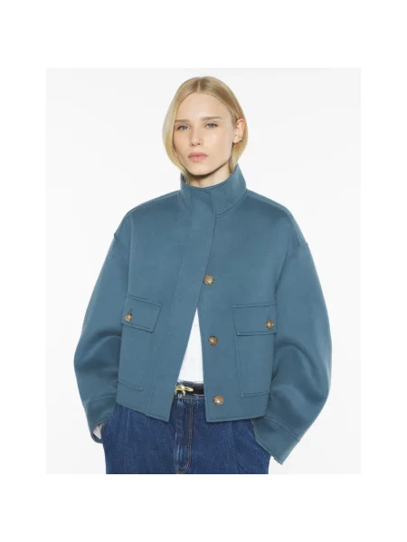 Maison Kitsuné Kurtki Kobieta S Wełna Krótka podwójna wełniana kurtka niebieski