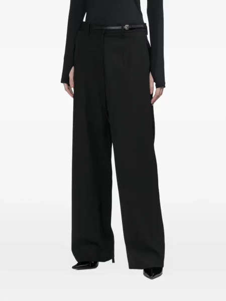 Cu centură pantaloni Helmut Lang din piele negru