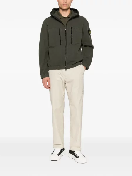 Geacă Stone Island cu glugă cu strasuri verde