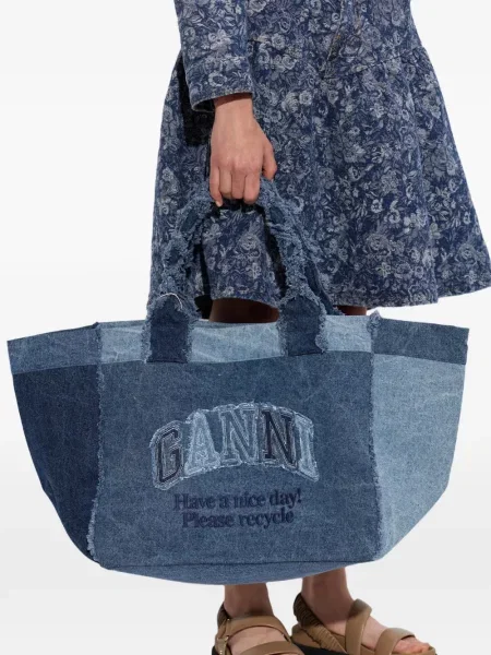 Geantă shopper Ganni albastru