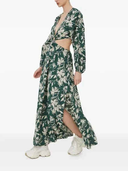 Rochie maxi Abercrombie & Fitch cu model floral cu imagine de costum verde