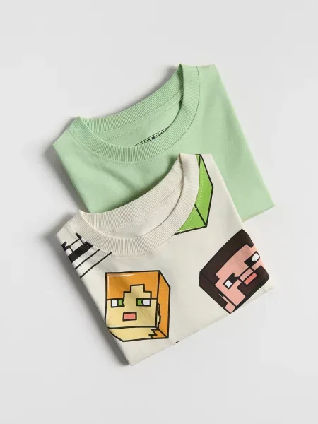 Reserved tričko Minecraft 2 pack bledá zelená