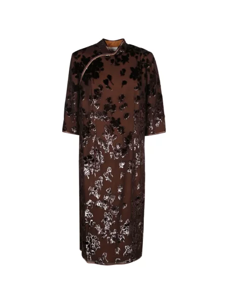 Rochie midi Pierre-louis Mascia cu model floral maro