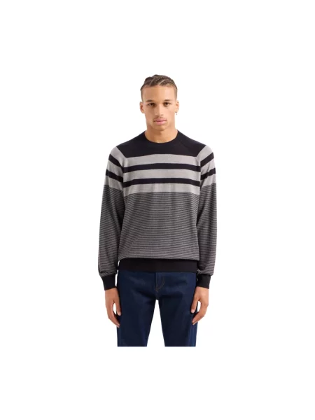 Sweter Armani Exchange z okrągłym dekoltem szary
