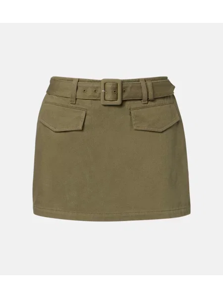 Cu centură fustă Self-portrait din țesătură twill verde