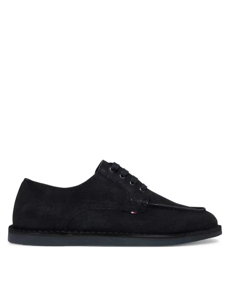 Nizki čevlji Tommy Hilfiger Stitchdown Suede Derby Mornarsko modra