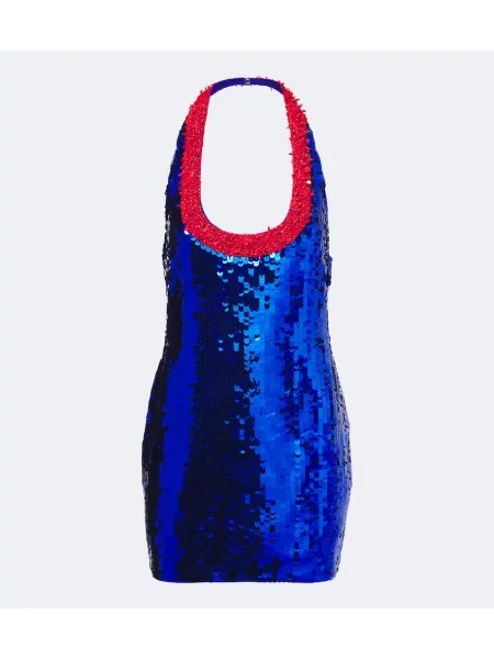 Rochie Retrofete cu gât halter albastru
