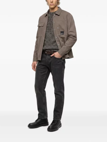 Дънково яке Karl Lagerfeld Jeans с автограф кафяво