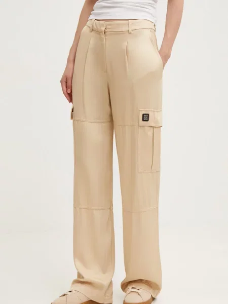 HUGO spodnie proste high waist beżowy