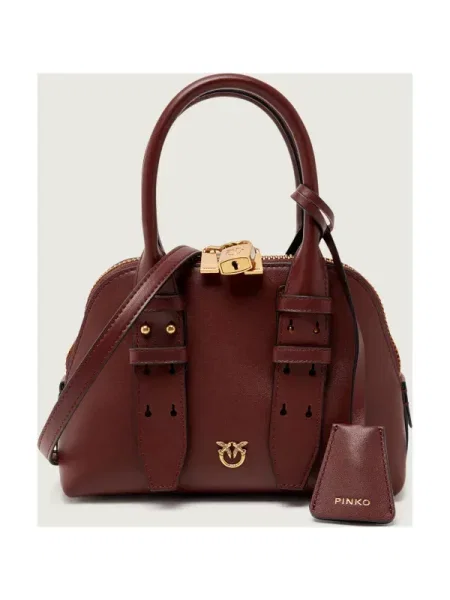 Mini geanta de piele Pinko din piele mini bordo