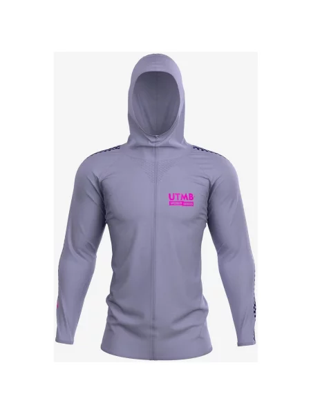 Bluza z kapturem Compressport 3D Thermo Seamless Zip UTMB liliowy granatowy XS różowy