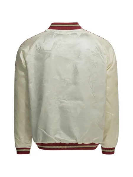 Reversibil geacă bomber Beams Plus din jacard alb