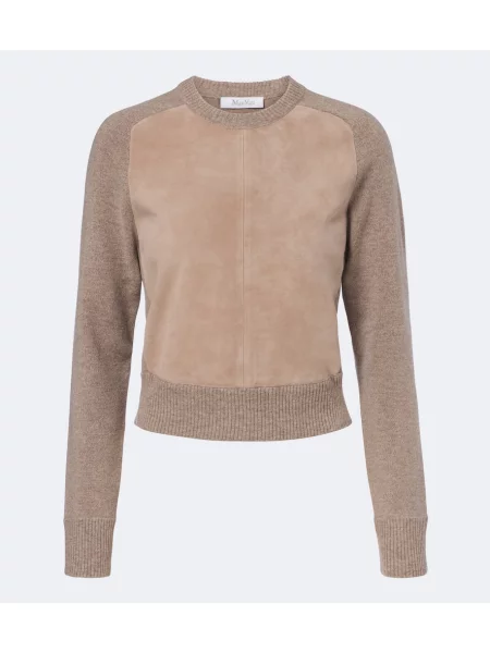 Pulover Max Mara din piele bej
