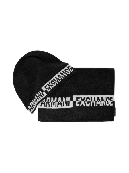 Szal Armani Exchange wełniana z logo czarna