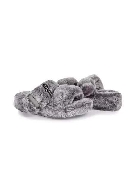 Klapki Skechers na koturnie szare