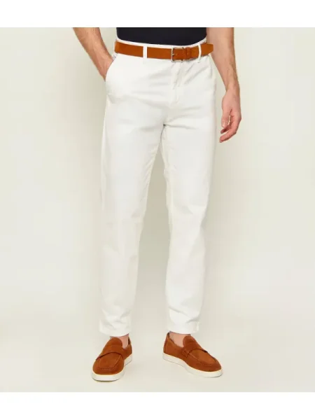 BOSS ORANGE Pantaloni chino | Tapered fit alb