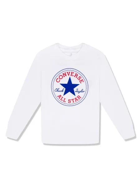 Dziecięca koszulka z długim rękawem Converse Chuck Patch biała