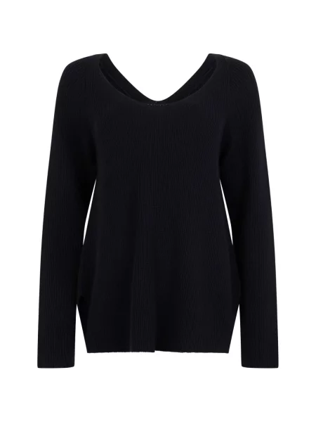 Sweter Fabiana Filippi z dekoltem w serek dzwony czarny