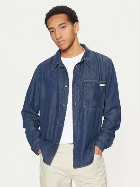 Calvin Klein Jeans cămașă de blugi Bleumarin albastru