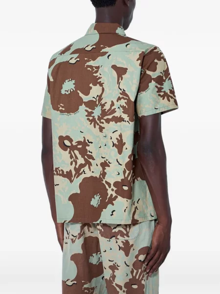 Scurt cămașă Nomarhythm cu imagine cu model camuflaj verde