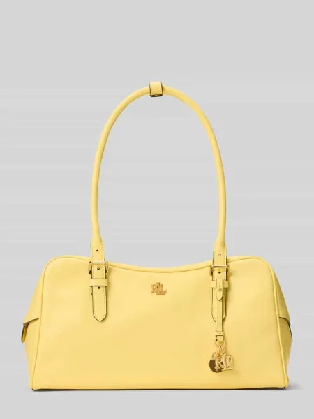 Torba z rączką z naturalnej skóry bydlęcej Lauren Ralph Lauren żółta