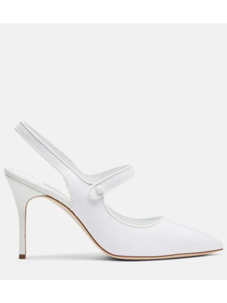 Pantofi cu toc Manolo Blahnik slingback alb
