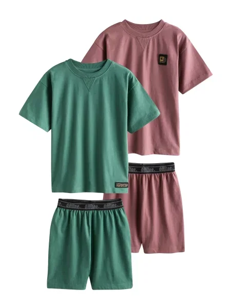 Next Pijamale verde stuf / magenta negru