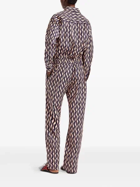 Kołnierzykowy kombinezon La Doublej z nadrukiem niebieski