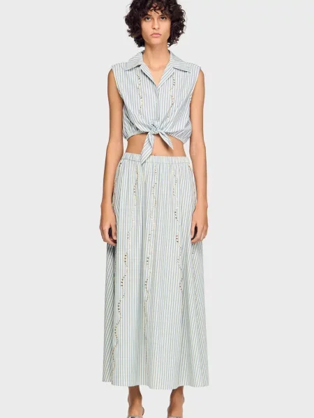 Рубашка в полоску Sandro голубая