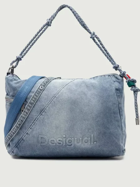 Geanta crossbody Desigual cu autograf albastru