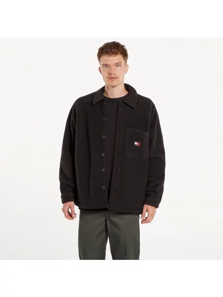 Tommy Jeans geacă cu aspect de cămașă de tranzitie negru