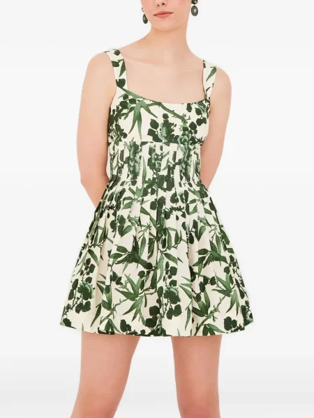 Rochie mini Cara Cara cu model floral de costum mini alb