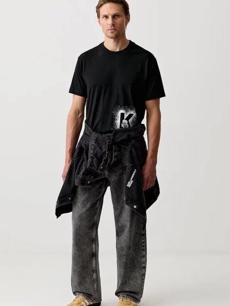 Karl Lagerfeld Jeans kratka majica z bombažem črna