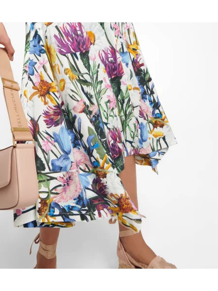 Satenska midi obleka Stella Mccartney s cvetličnim vzorcem
