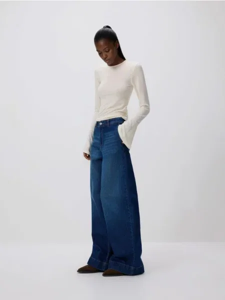 Reserved Блузка з розкльошеними рукавами кремовий 