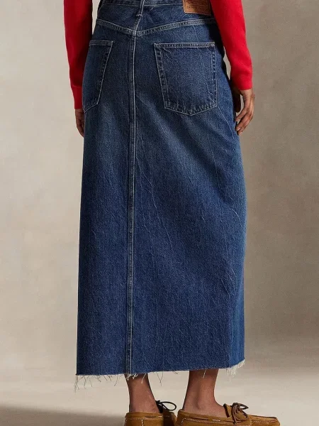 Polo Ralph Lauren spódnica jeansowa midi prosta granatowy