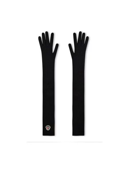 Rękawiczki Moncler wełniane z logo czarne