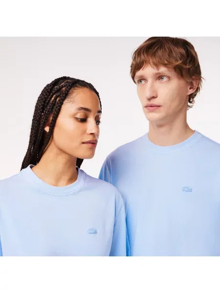 Lacoste Koszulka Natural Dyed Jersey niebieska