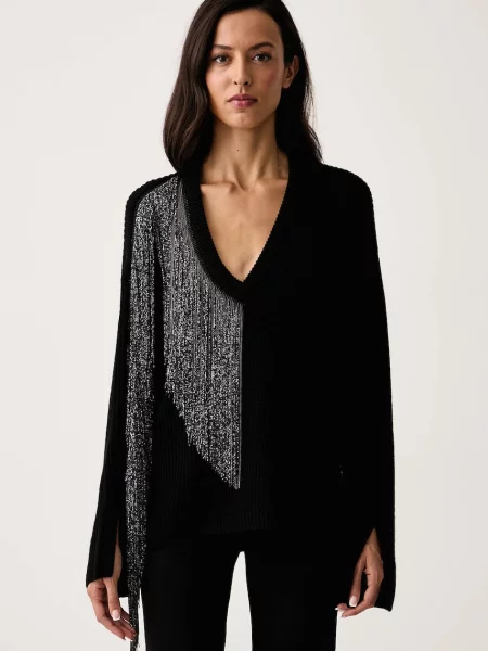 Pinko pulover pentru femei cu amestec de lână negru