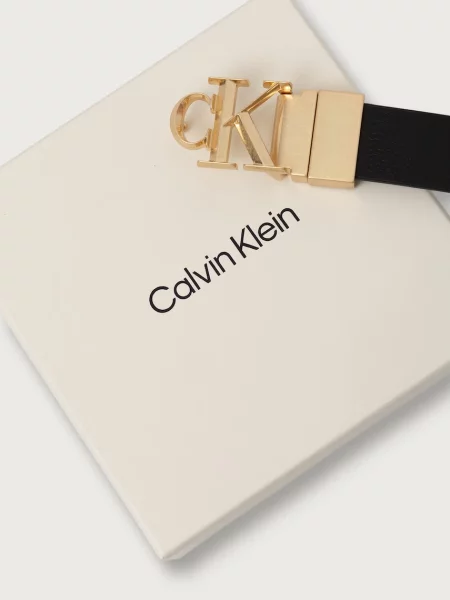 Megfordítható bőr öv Calvin Klein fekete