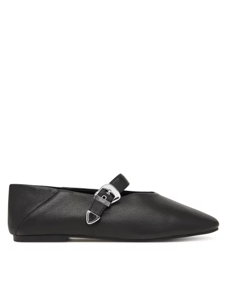Baleríny Tommy Jeans Tjw Ballerina Nappa Leather černá