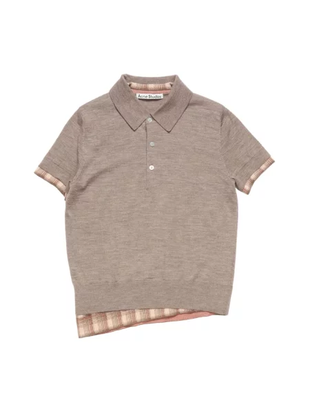 Dzianinowa koszulka Acne Studios brązowa