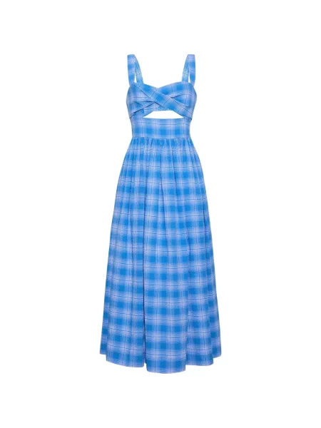 Rochie midi Cara Cara în carouri albastru