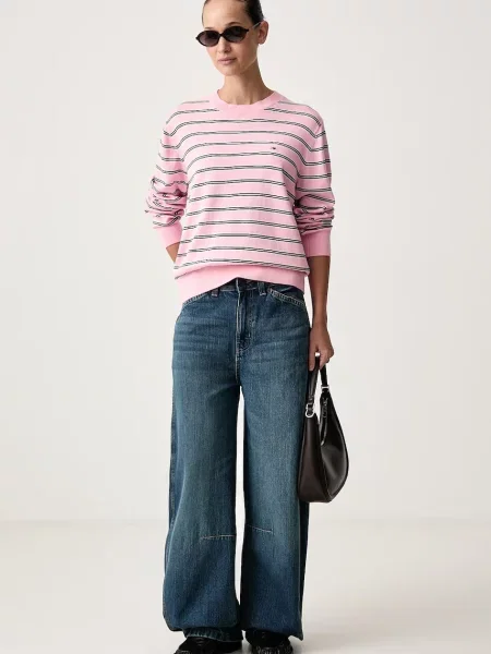 Tommy Jeans pulover bombažen roza