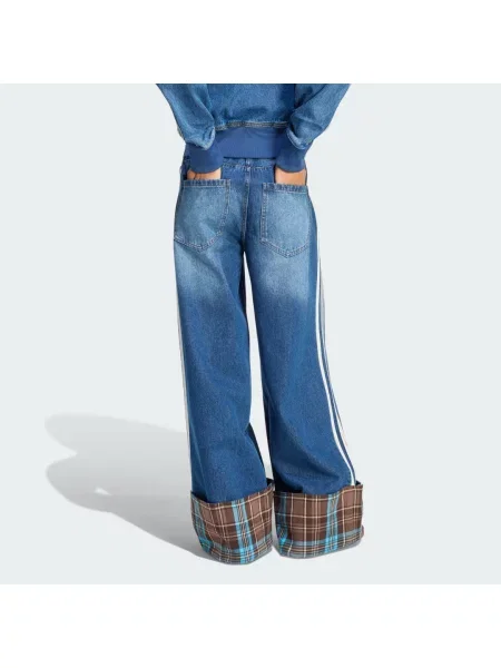 Szerokie wielobarwność spodnie Adidas Originals w kratkę