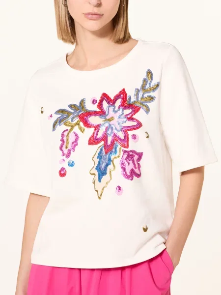 Milano Italy Bluza Z Cekinami weiss niebieska