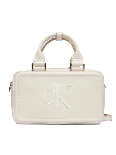 Calvin Klein Kabelka BOLD ELONGATED MINI ako vlna biela