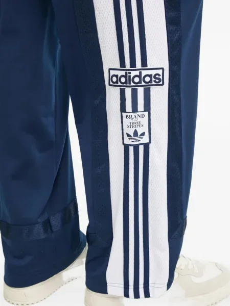 Pantaloni palazzo Adidas cu dungi plisat cu imagine albastru