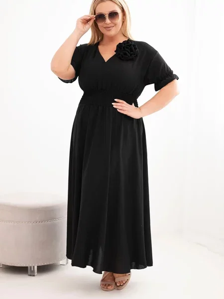 Rochie Kesi Włoski cu decolteu în V negru