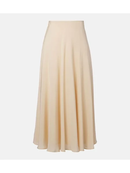 Fustă midi Loro Piana de mătase până la genunchi alb